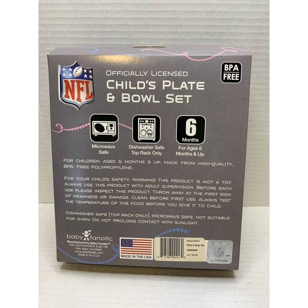 NFL Oakland Raiders Child's Plate And‎ Bowl Set NFL kids